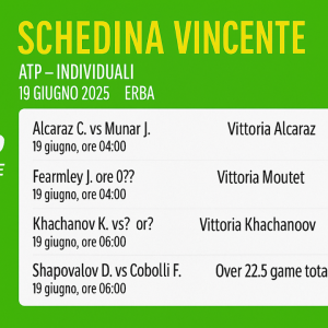 Schedina Vincente – ATP 19 giugno 2025 (Su Erba)
