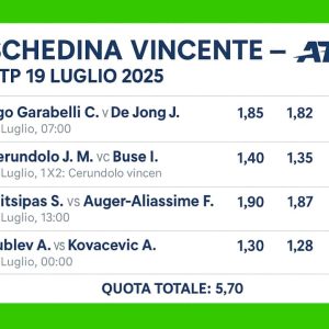 Schedina Vincente – ATP 19 Luglio 2025