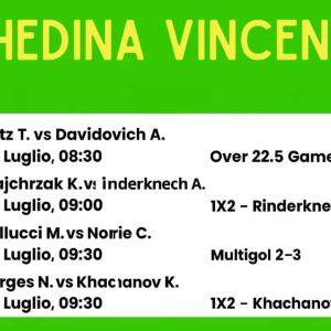 Schedina Vincente – Campeonato Wimbledon herba 04/07/2025