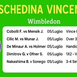Schedina Vincente – Wimbledon 05/07/2025