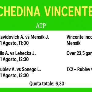 Schedina Vincente – Toronto (Canadá), dura 01/08/2025