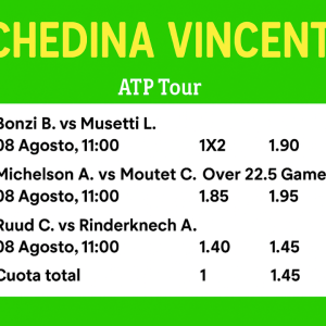Schedina Vincente – ATP Tour – 08 Agosto 2025