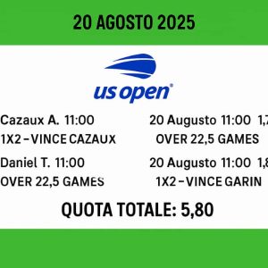 Schedina Vincente – ATP US Open Qualificazioni 20 Agosto 2025
