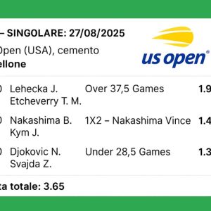 Schedina Vincente – US Open 27/08/2025